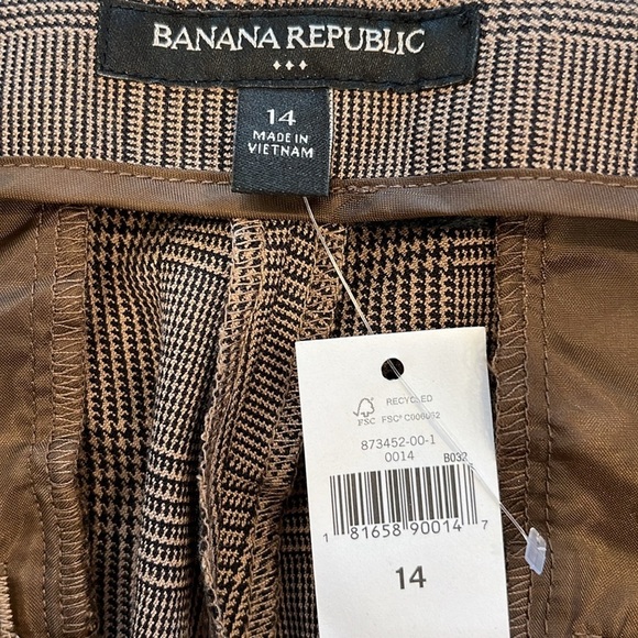 NEW Banana Republic Factory Plaid Tapered Pants‎ | Tan & Black | Size 14 - Picture 5 of 9